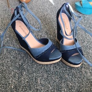 Denim wedge shoes